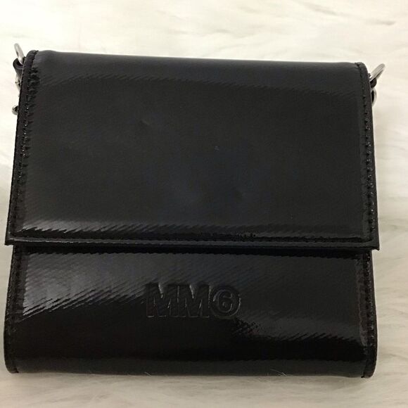 MM6 Maison Margiela Logo Black Folding Small Wallet On A Chain - Picture 2 of 16
